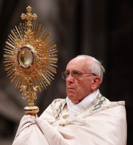 Pope Francis adoring The Eucharistic Face of Christ