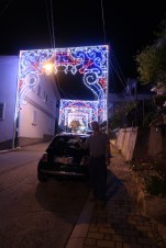 Lighted streets in Manoppello ready for the feast day