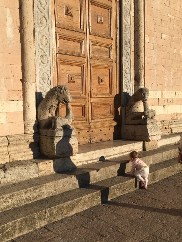 A lamb among lions on the steps of San Pietro, Assisi Photo: Patricia Enk